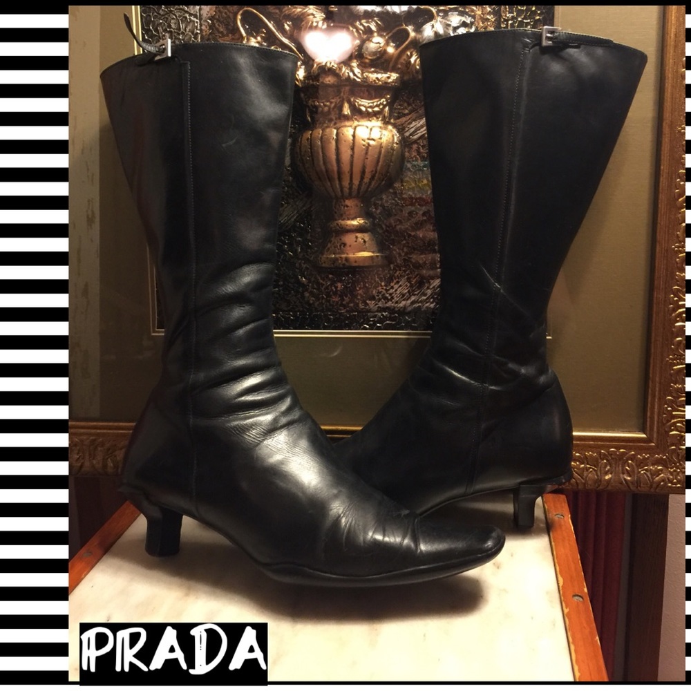 SALE🌷6.5- PRADA BLACK ITALIAN LEATHER BOOTS